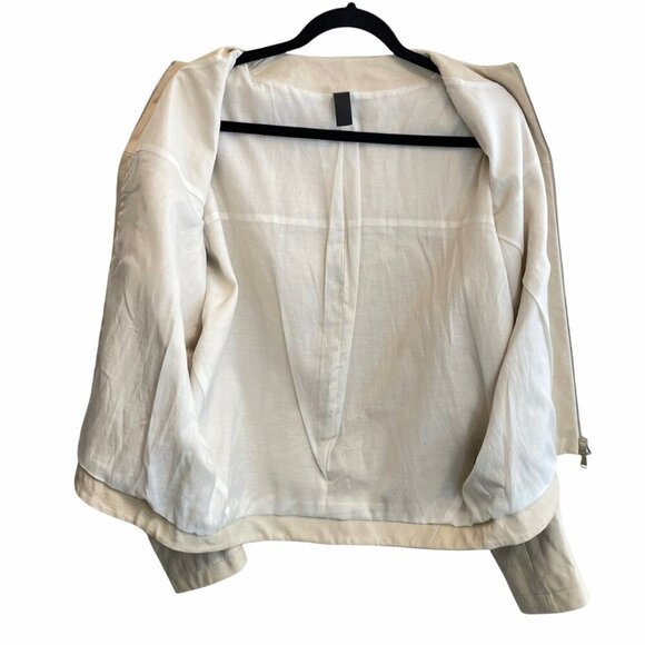 Maria Cornejo Lambskin Leather Full Zip Koya Bomber Jacket Cream Size M - Picture 6 of 12